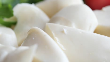 close-up of fresh white cheese