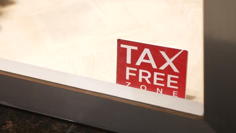 tax free zone sign on store window