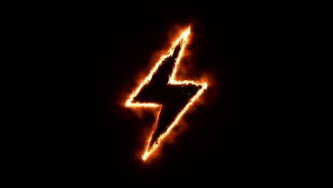 burning lightning shape on black background, seamless animation