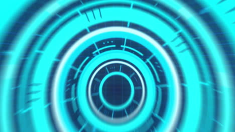 animation of circles, graphs, 6g text and computer language over multicolored lens flares