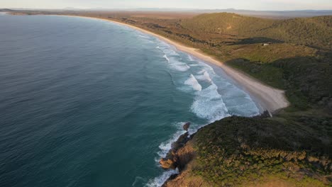 Crescent-Head---Goolawah-Beach---Pebbly-Beach---New-South-Wales--NSW---Australia---Sunrise-Aerial-Shot