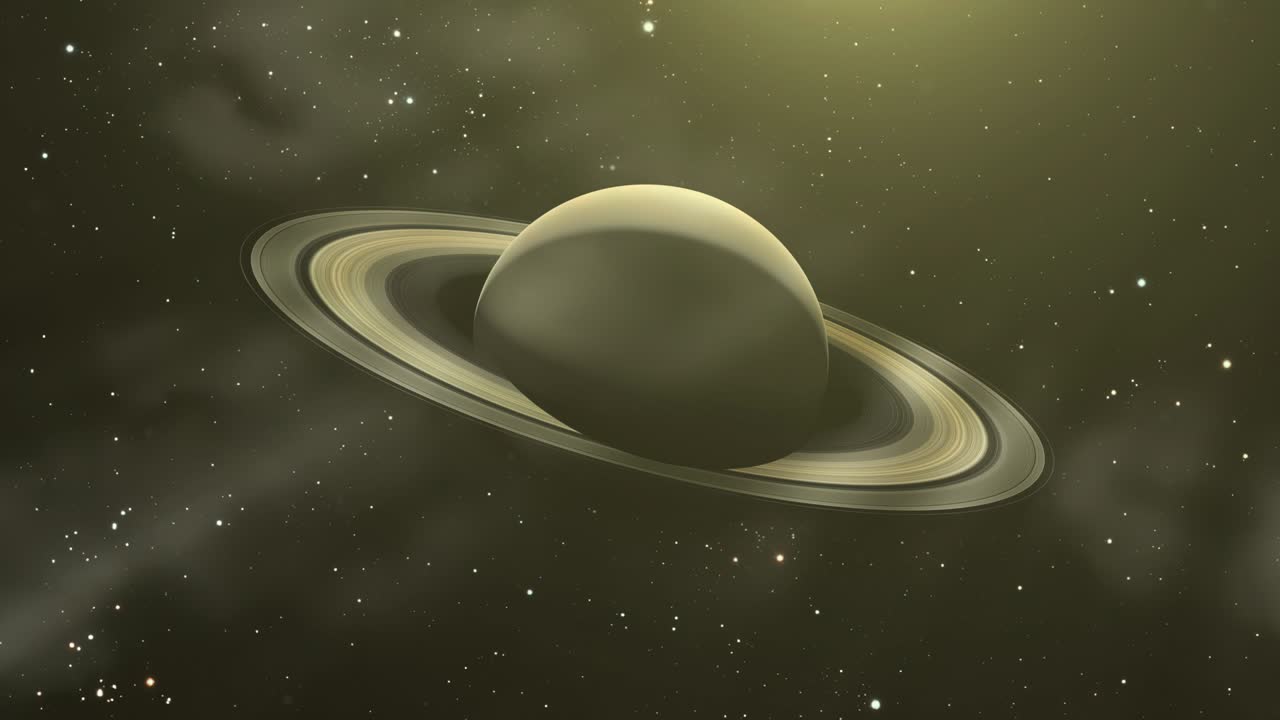 Spacecraft Approaching Planet Saturn. Elements of this Video furnished by NASA. 4K Resolution.