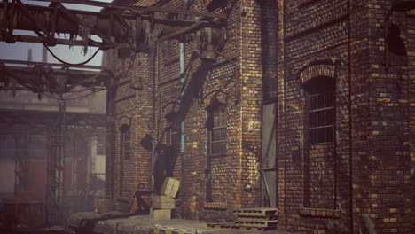 Old factory building with weathered brick walls in an industrial area
