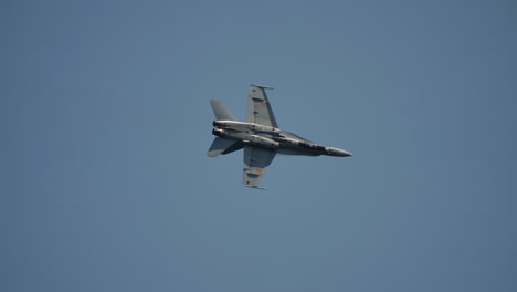 military aircraft captured mid turn in clear sky with aerodynamic precision and visible details