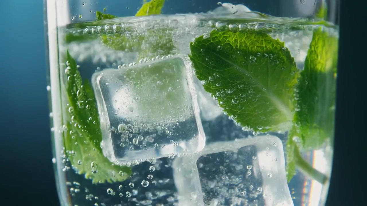 Virkistävä Mojito-cocktail jääpalojen ja tuoreiden mintunlehtien kera