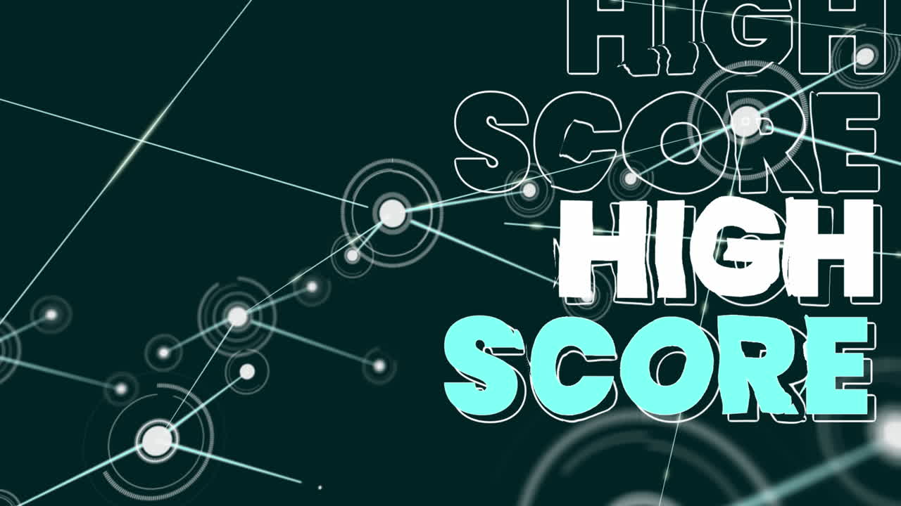 animación de la red de conexiones sobre un cartel de texto de alta puntuación contra un fondo verde