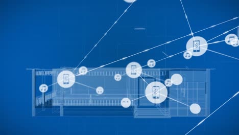 Animation-of-network-of-connections-over-model-house