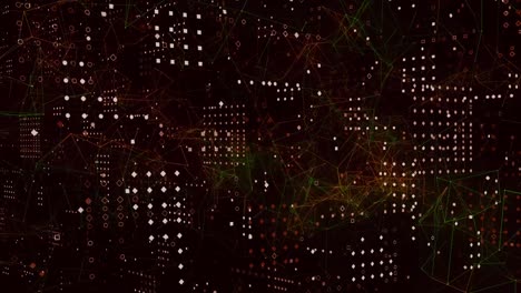 Animation of network of connections with rows of glowing spots