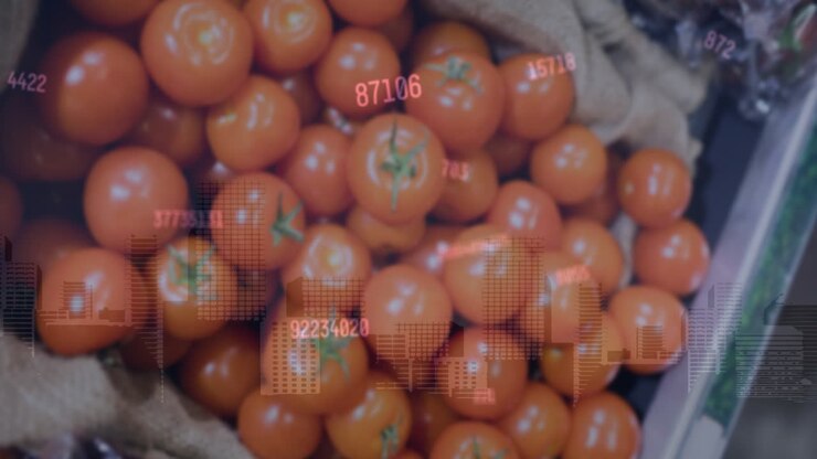 Animazione di elaborazione dati finanziari su negozio di alimentari