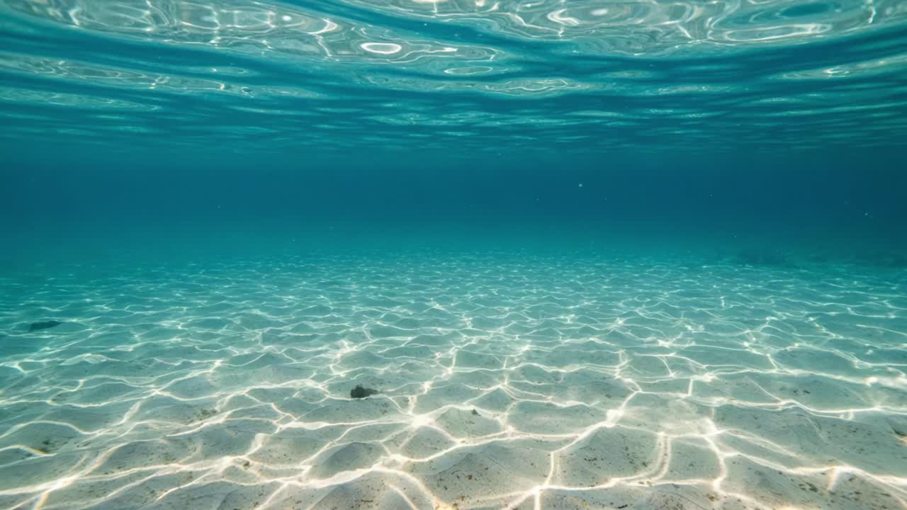Captivating Underwater Serenity: A Journey Through the Clear Aqua Waters, Showcasing the Tranquil Dance of Light on the Sandy Ocean Floor