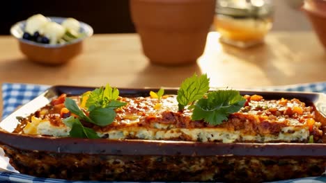 lasagna with tomato sauce and cheese