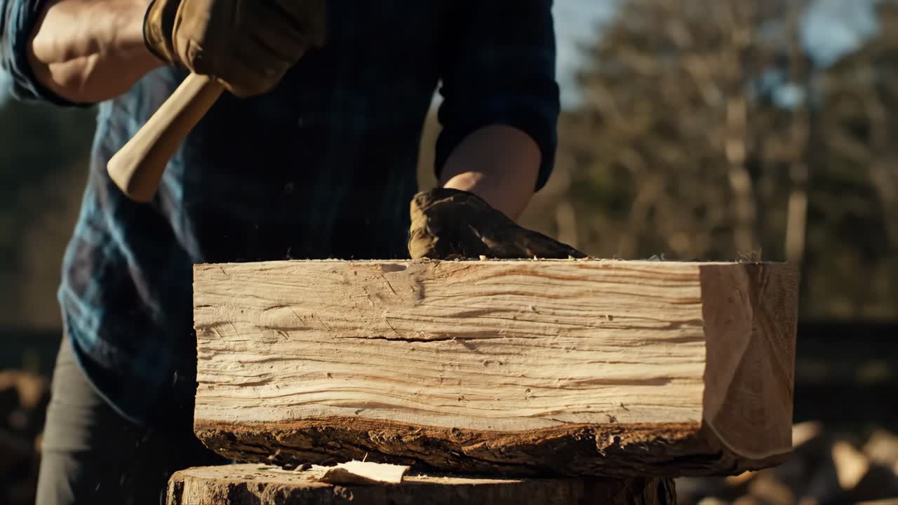 Wood Chopping with Axe