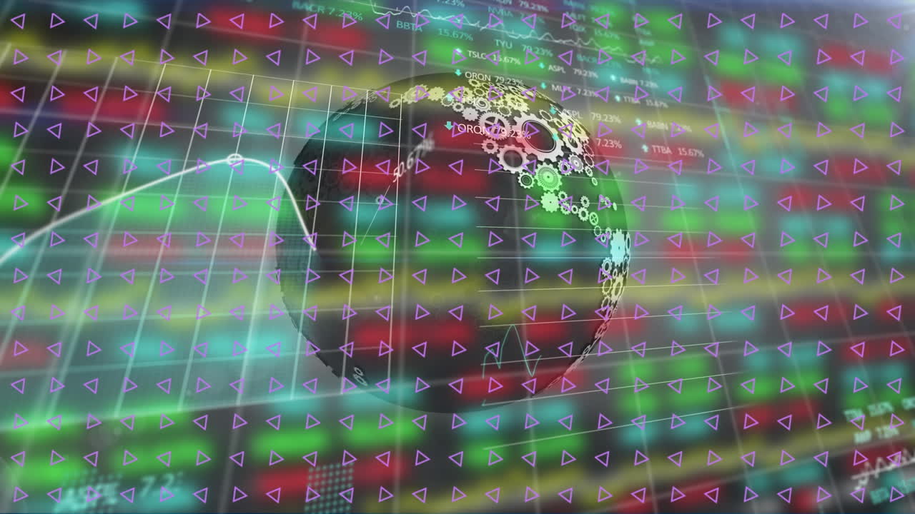 animación del procesamiento de datos financieros en todo el mundo