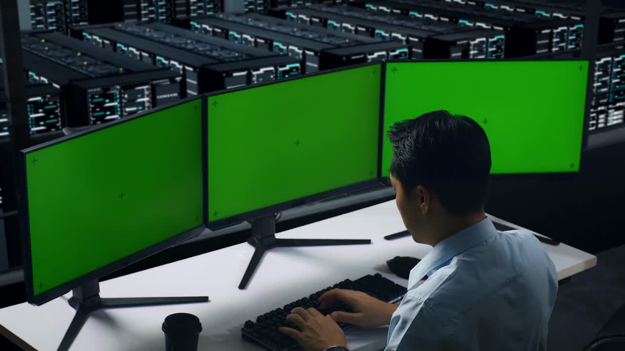 técnico informático de monitoreo de la sala del servidor