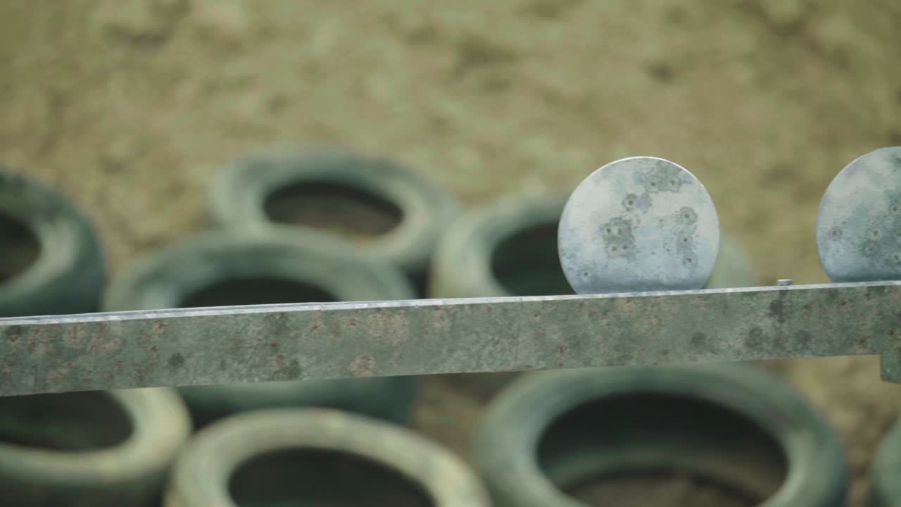 철 표적은 사거리에서 총을 는 동안