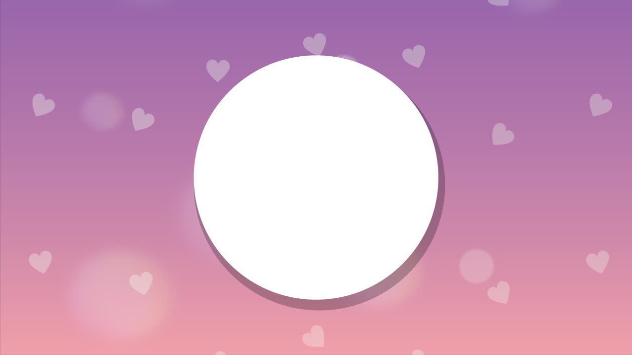 원형 프레임과 사랑의 심장 패턴을 가진 발렌타인 카드