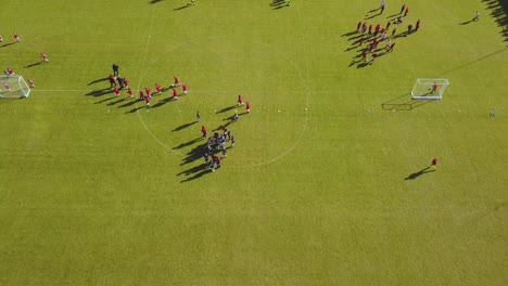 aerial view of youth soccer practice