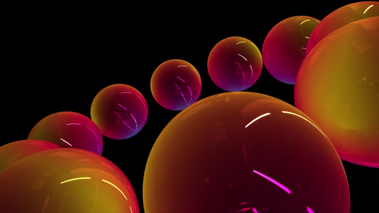 Fantastic animation with abstract 3D sphere objects in slow motion, 4096x2304 loop 4K