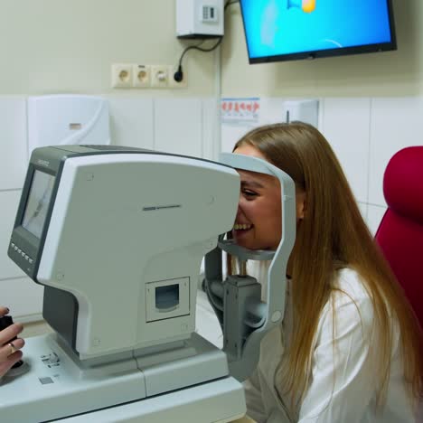 optometrist performing visual test
