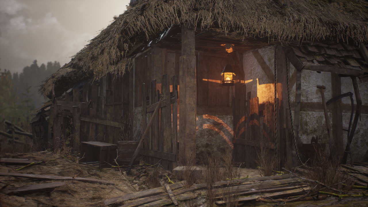 여름 에 소나무 숲 에 있는 나무 로그 오두막