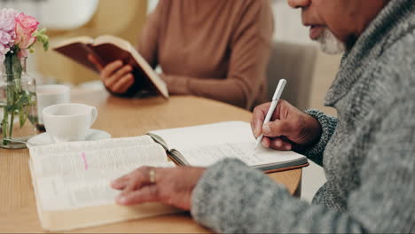 Elderly-man,-women-and-bible-study-in-home