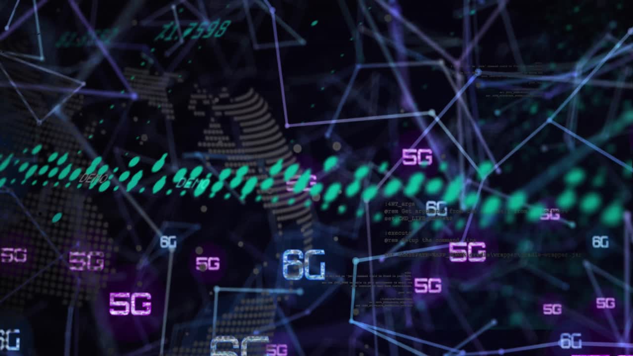 연결 네트워크를 통해 5g 및 6g 텍스트 및 데이터 처리의 애니메이션