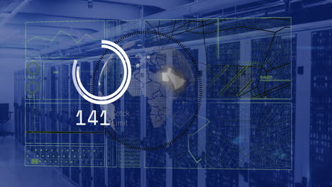 animación del procesamiento de datos a través de servidores informáticos