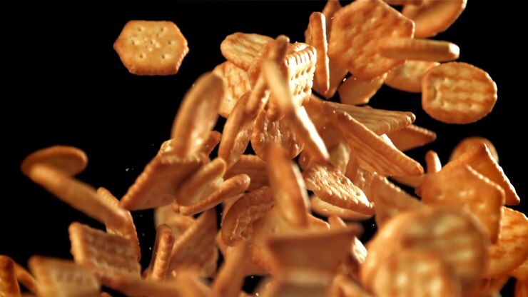 Assorted Golden Crackers Falling and Rising in Slow Motion