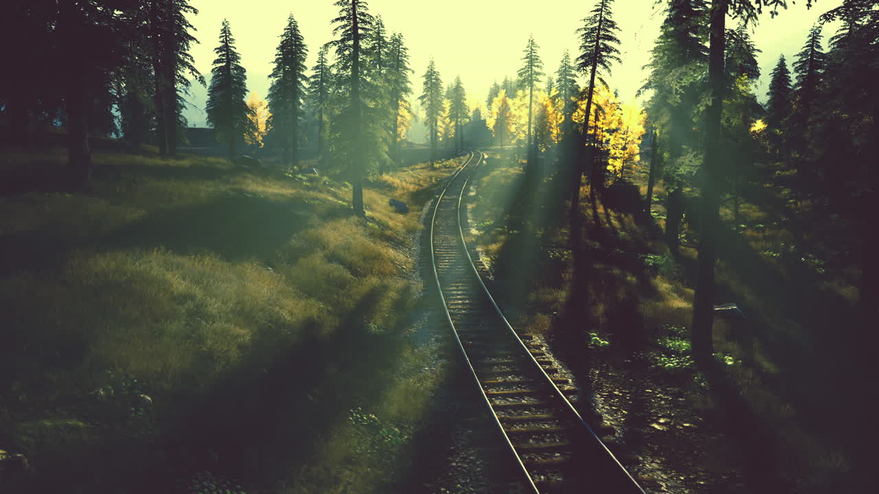 해가 뜨면 숲의 열차 트랙