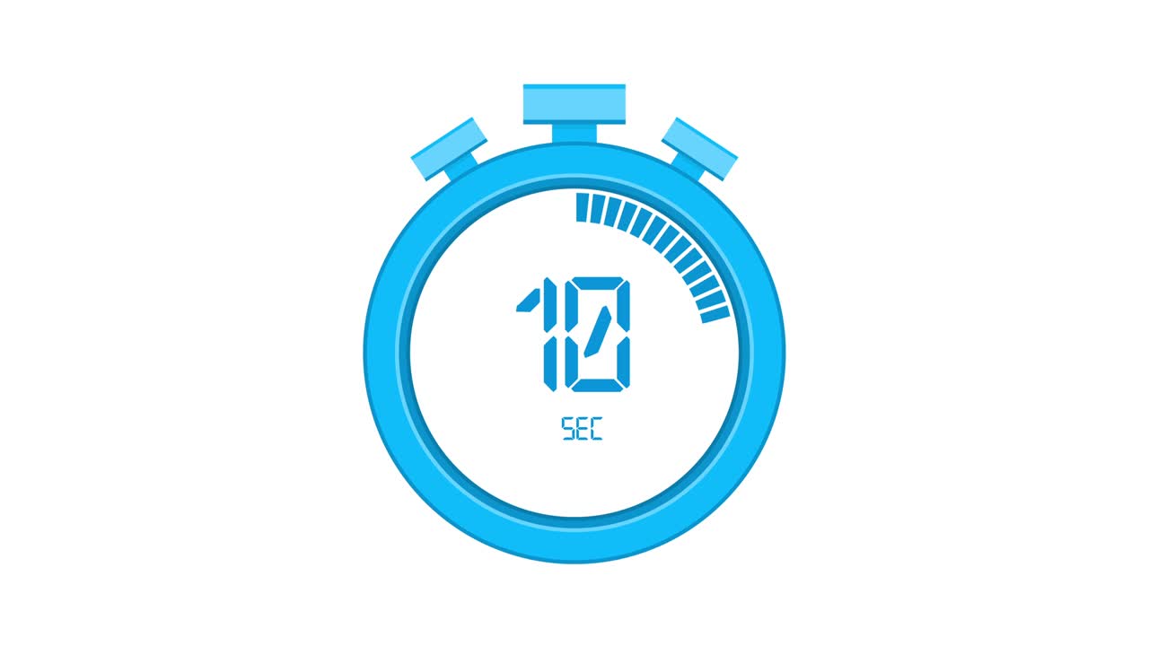 The 20 second, stopwatch icon. Stopwatch icon in flat style, timer on on color background. Motion graphics.