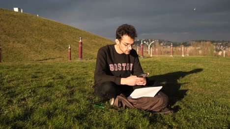 teenager texted in park