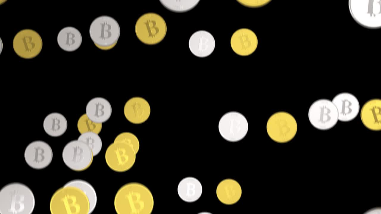 caída de bitcoin con fondo de canal alfa y elementos de bucle