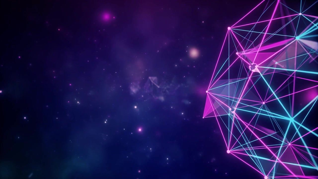 Abstraktní geometrická síťová struktura rotující v hlubokém vesmíru