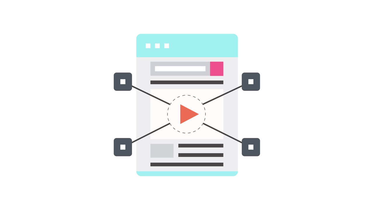 Animated Web Browser Interface with Video Player and Data Connections
