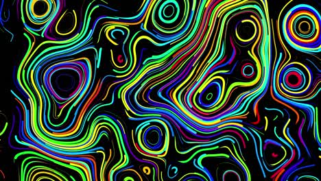 abstract creative looped bg con líneas rizadas como senderos de diferentes colores. las líneas forman un patrón giratorio como ruido de rizado. abstract 3d looping flowing animation as bright creative festive background
