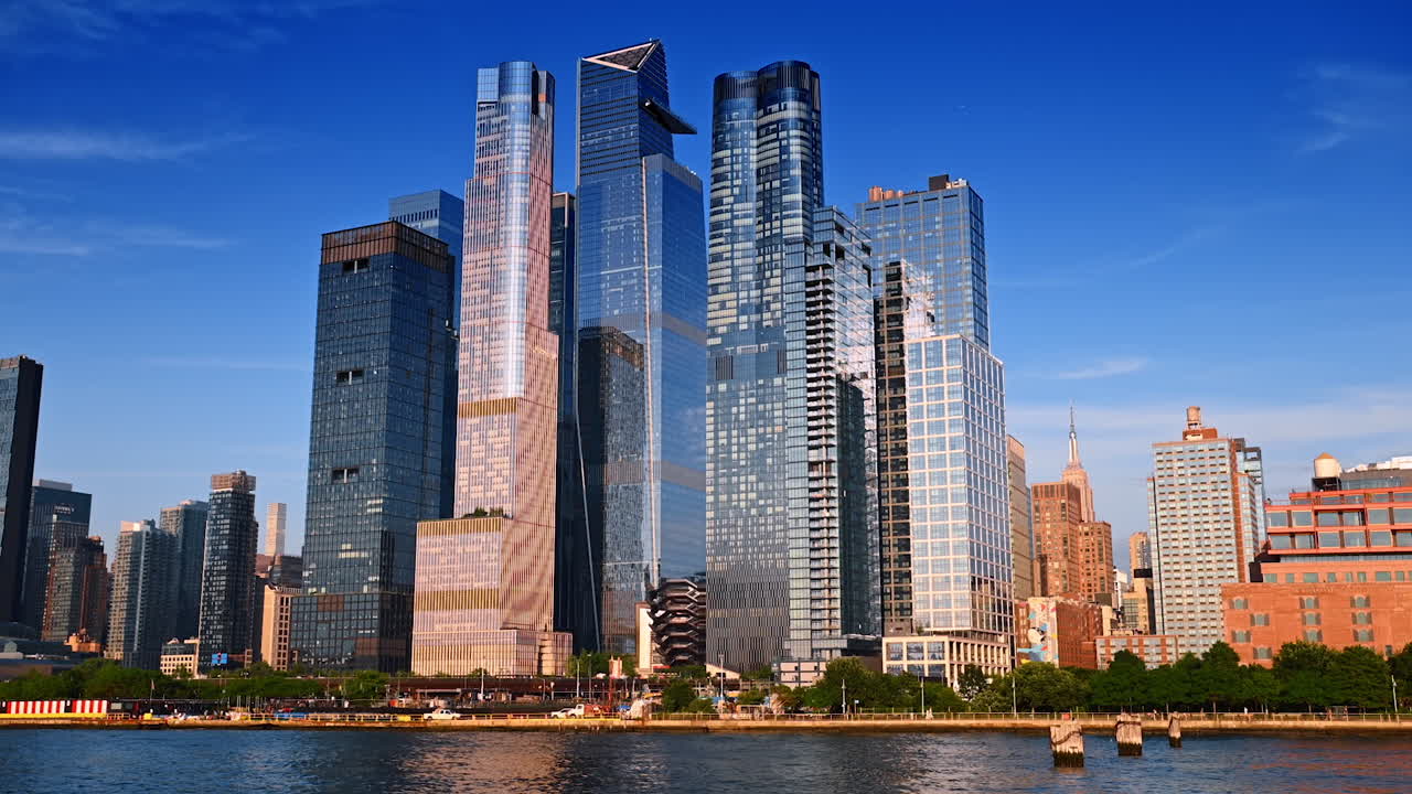 New York, USA, 4 August 2025: Hudson Yards skyscrapers skyline from Hudson River. View of Hudson Yards skyscrapers and Manhattan skyline from the Hudson River