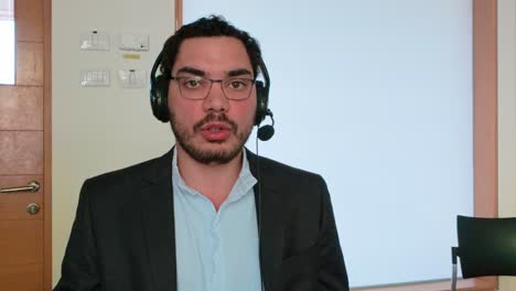 focused telecommuter in deep discussion online