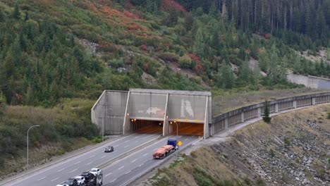 winter safety on coquihalla: the great bear snow shed on the trans canada highway between hope and merritt