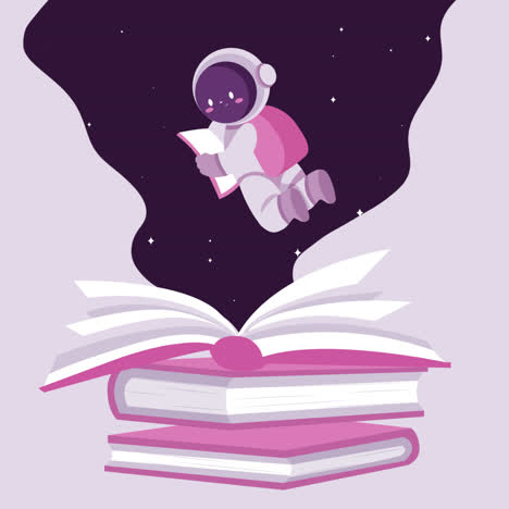 cute astronaut reading in space