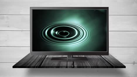 물의 파동이 있는 플랫 스크린 tv