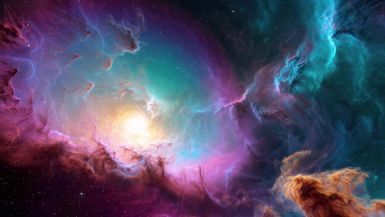 Majestic Cosmic Nebula with Vibrant Colors and Shimmering Stars