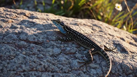spotted lizard on a rock