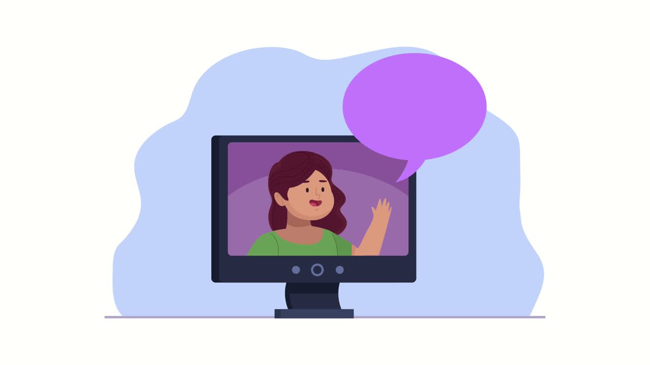 person communicating with video animation