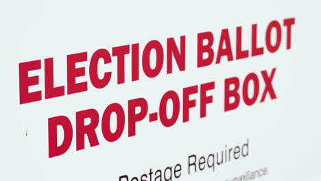 election ballot drop-off box sign for early mail-in voting close up