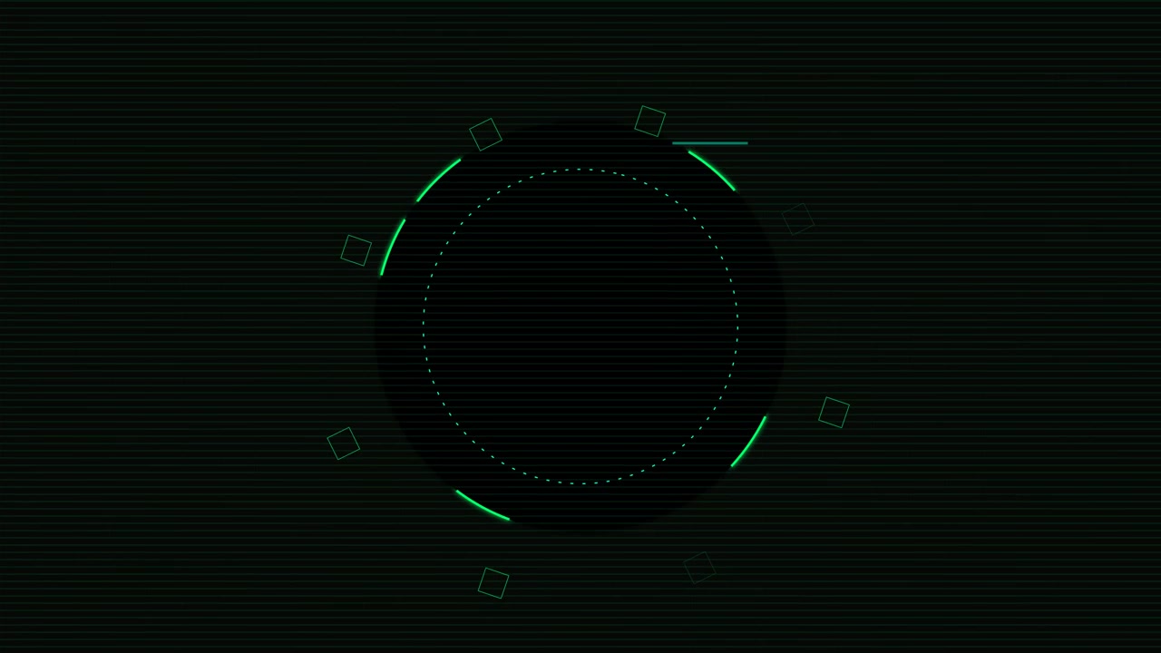Interface digital circular futurista com elementos de dados verdes