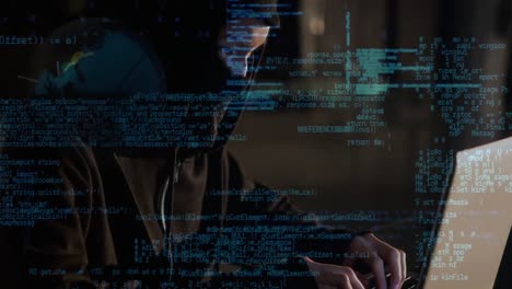 animación digital de un hacker usando una computadora portátil 4k