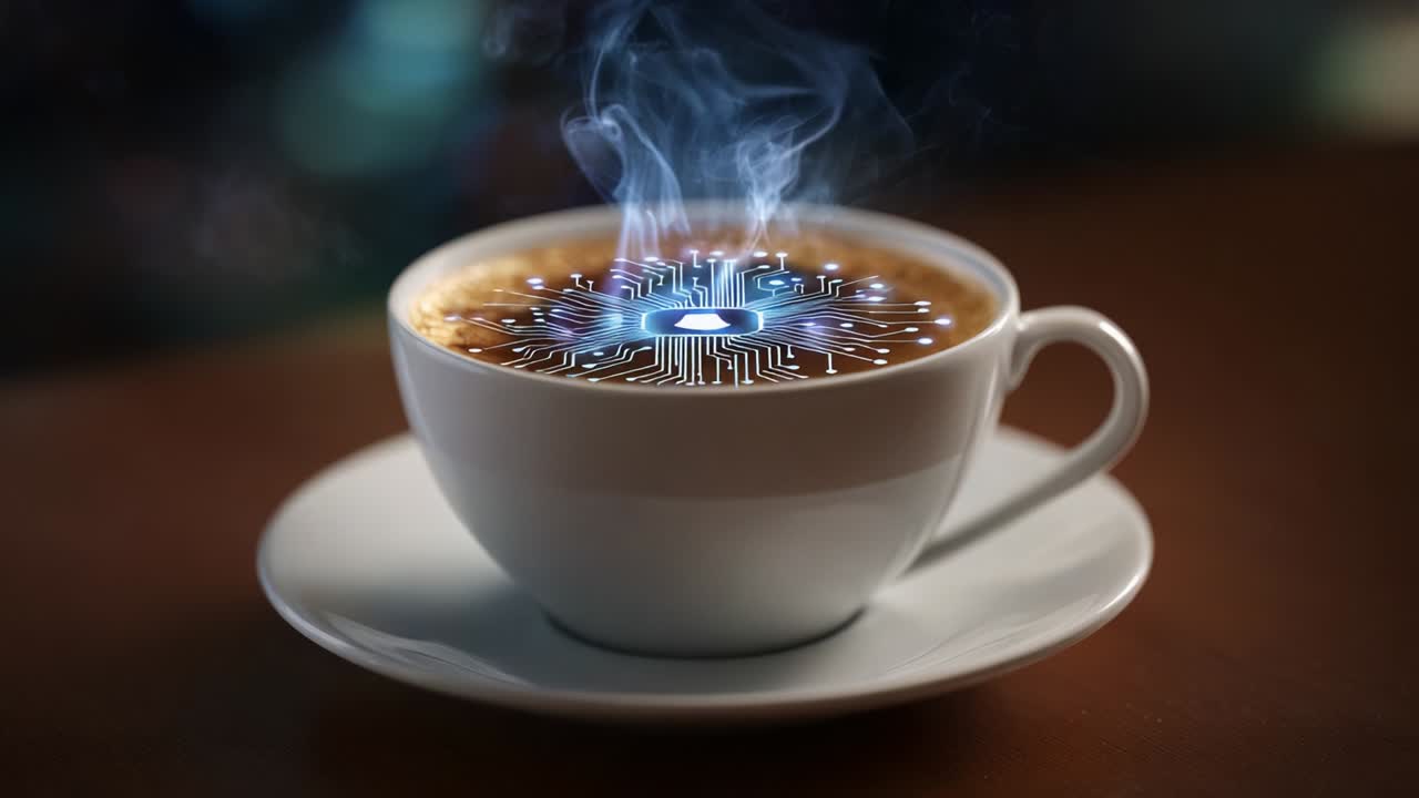 Coffee Cup with AI Chip Design