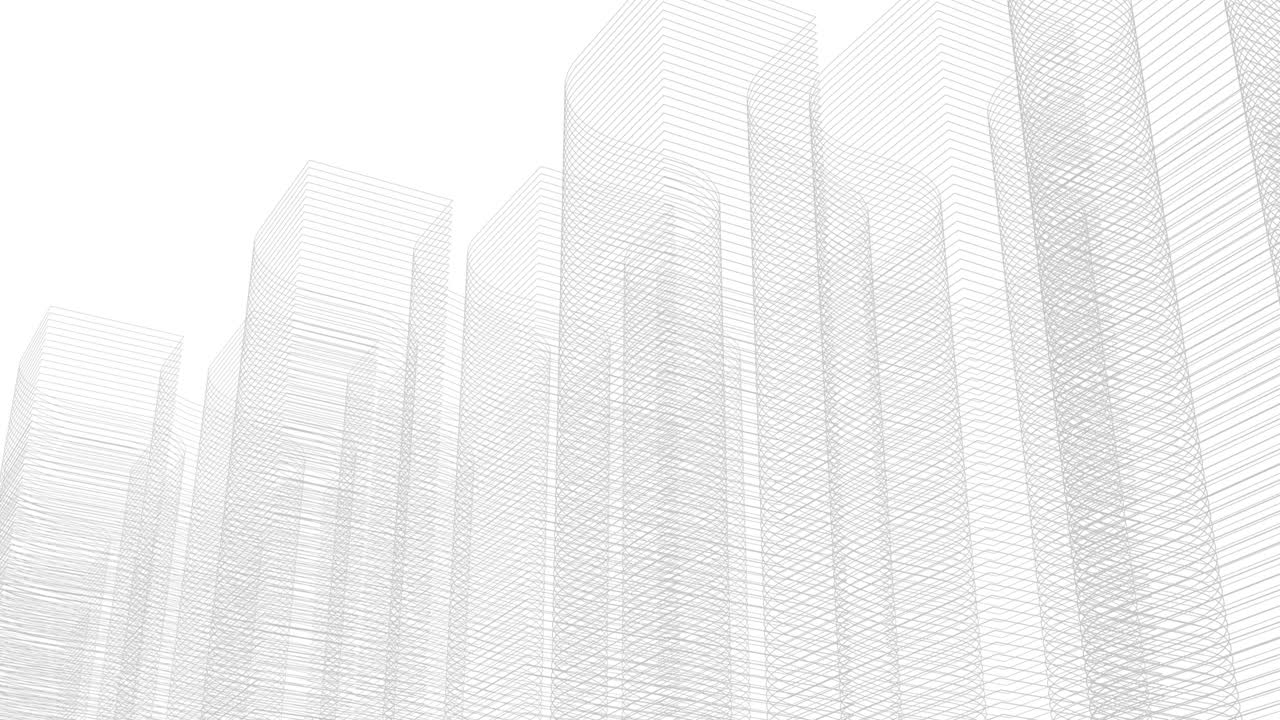 rascacielos de marco de alambre 4k bucle