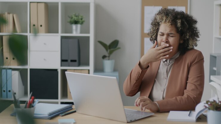 Woman Stressed During a Video Conference