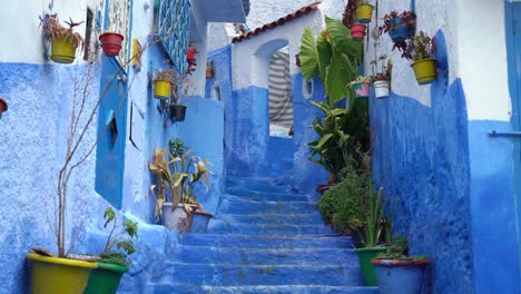 the winding blue streets of chefchaouen, morocco, weave through the medina, creating a mystical and serene atmosphere in the heart of the blue pearl